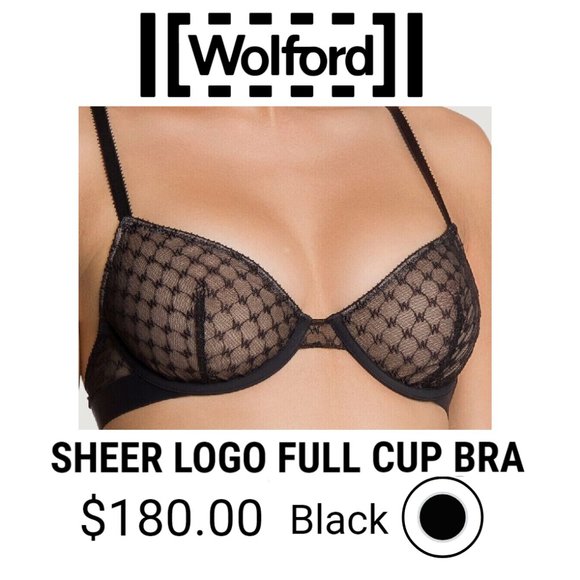 Wolford, Intimates & Sleepwear, Wolford Sheer Logo Full Cup Bra Black  Lace Demi Underwire Unlined Luxury 38b 85b